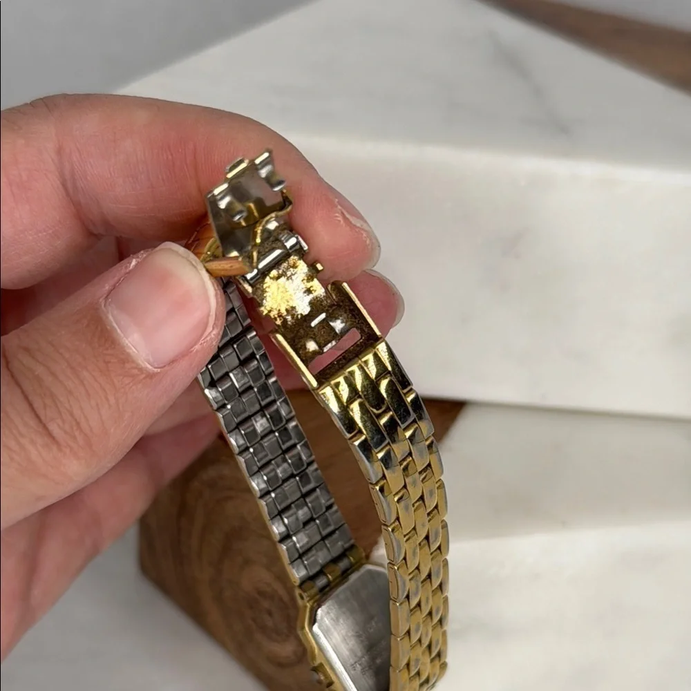 Vintage Bill Blass Gold, Diamond, and Black Luxury Watch Untested Flaws lot W5